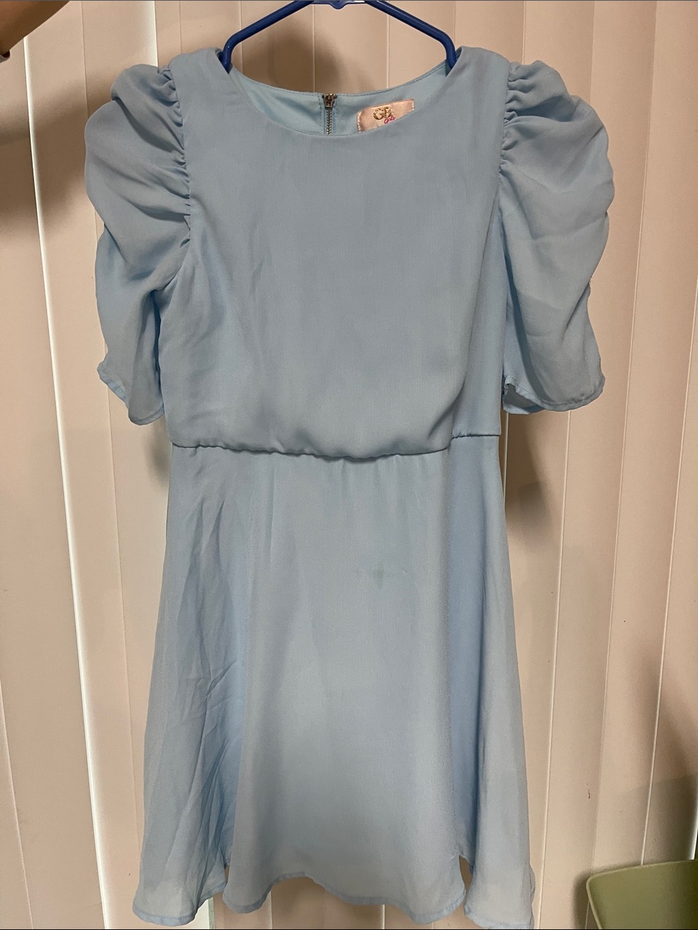 GB girls Baby Blue Puff Sleeve Chiffon Dress
